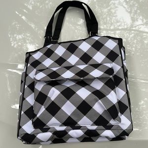 Ladies black & white checkered tote. NWOT